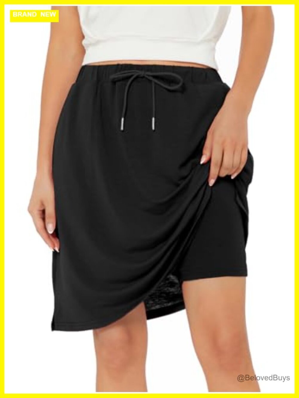Knee Length Skort with Pockets & Built-in Shorts Polyester Cotton Athletic